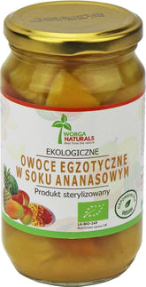 ผลไม้เอ็กโซติกในน้ำสับปะรด ออร์แกนิค 350 กรัม (200 กรัม) (ขวดแก้ว) - WORGA NATURALS